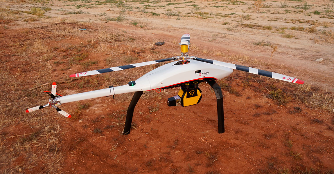 Helicopter drone with YellowScan Explorer LiDAR payload